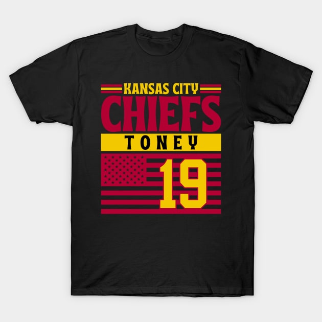 Kansas City Chiefs Toney 19 American Flag Football T-Shirt by Astronaut.co